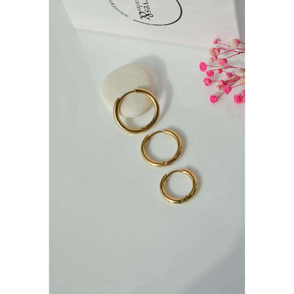 Набор стальных серег-колец из 3 предметов золотого цвета