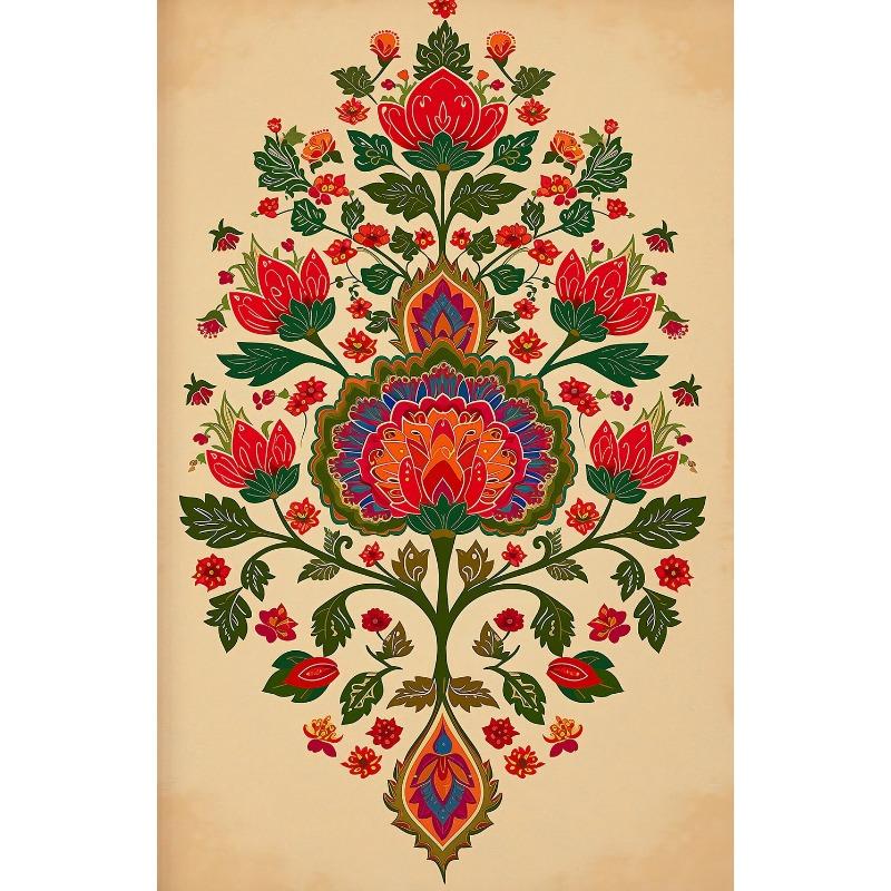Индийское народное искусство Древо жизни Винтажный лотос Персидский цветочный узор Плакат и печать Картина на холсте Настенные картины Декор для дома