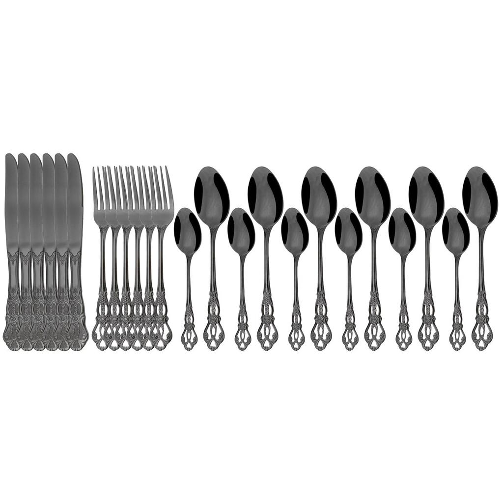 24 шт., нож, вилка, ложка для льда, набор столовой посуды, красочный набор столовых приборов из нержавеющей стали, винтажная полая посуда, столовое серебро для свадебной вечеринки