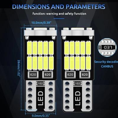 10 шт. Светодиодные лампы T10 W5W 4014 26SMD Canbus 168 194 Сигнальная лампа Белый Для автомобиля Внутреннее освещение Габаритный огонь Освещение карты Купольное освещение