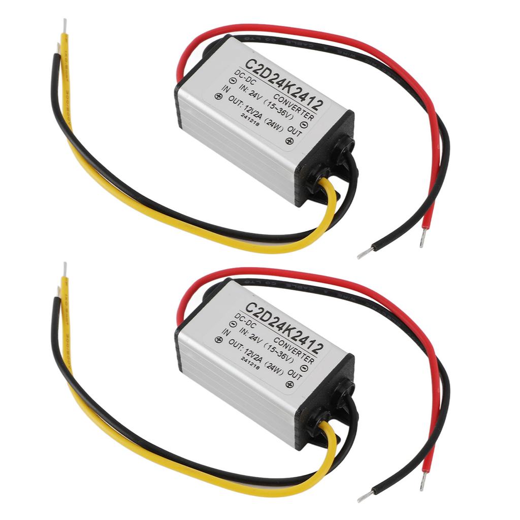 2pcs to voltage converter, 24V to 12V step-down power regulator for vehicles, boats, solar systems, IP68 sling, operating temperature -40-+80
