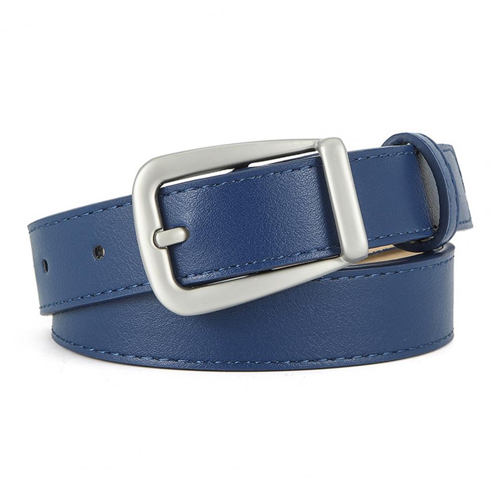 Women Belt Solid Color Pin Buckle Belt Multi Holes Adjustable Length Faux Leather Waistband Jeans Long Pants Belt