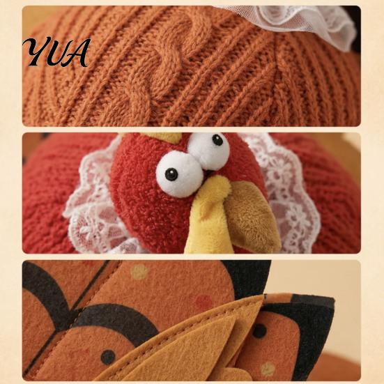 Breathable Knitted Turkey Cap Funny Hat for Adults, Thanksgiving Costume Accessory, Novelty Soft Theme Celebration Headwear Women, Men, Fall
