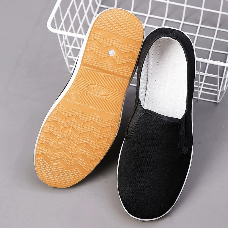 Старые пекинские тканевые туфли мужские летние легкие дышащие впитывающие пот рабочие повседневные туфли с одной педалью мужские туфли черные тканевые туфли