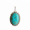 Blue Copper Turquoise Pendant, 925 Solid Sterling Silver, Filigree Border Frame Pendant, Oval Gemstone Necklace