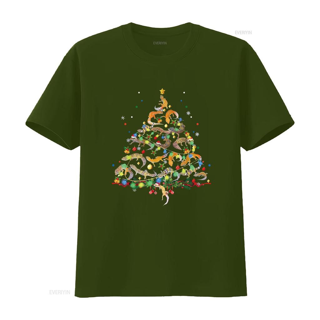 Womens Leopard Gecko Christmas Tree Funny Marsupial Xmas T Shirt vintage Washed designer clothes Comfortable Stylish fashion