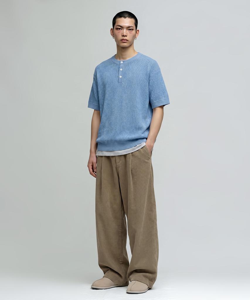 VERYVAIN Aero Breeze Henley Knit (Sky Blue)