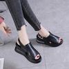 Sandals Women's Summer New Large Size Wedge Heel Platform Women's Sandals Muffin One-word Buckle High Heels Women