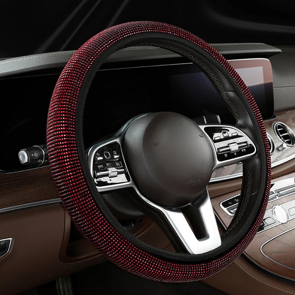 Чехол на руль автомобиля Bling с кристально-бриллиантовыми сверкающими стразами для внедорожника, защитный чехол на руль, украшение для автомобиля