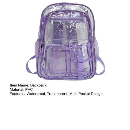 Clear Backpack for Girls Boys Waterproof Heavy Duty Transparent Bookbag Large Capacity See Through Backpack for Work School Travel