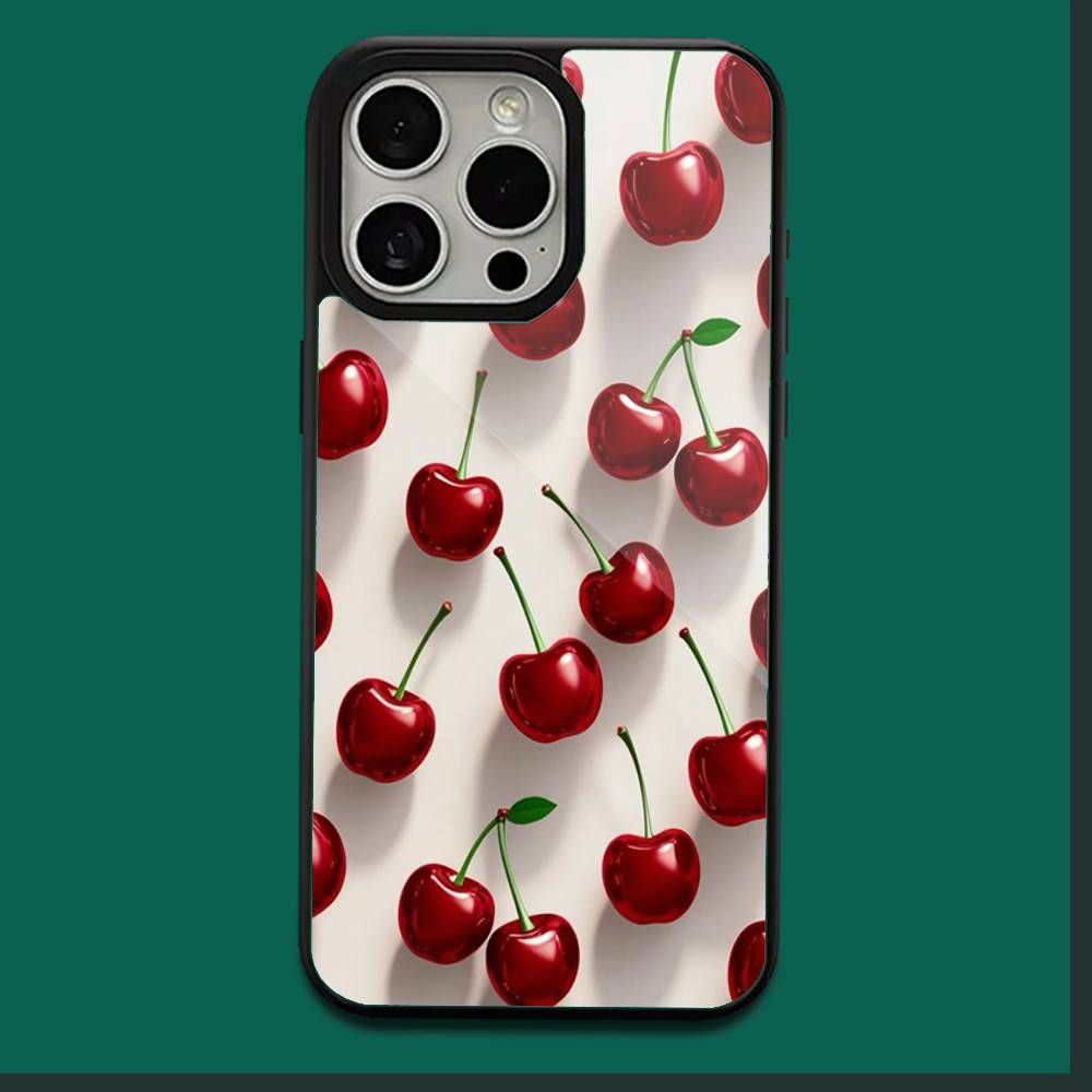 Милый чехол для телефона с вишней и черной вишней, с бантом, для iPhone 17, 16, 15, 14, 13, 12, 11, Plus, Pro, Max, Mini, мягкий, с MagSafe, магнитная беспроводная зарядка