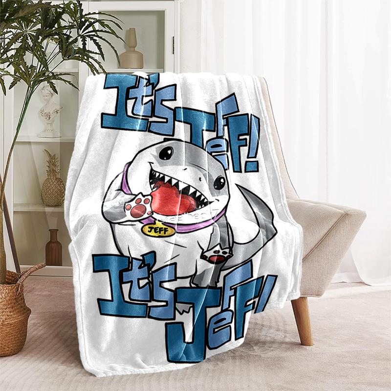 1pc Blanket Jeff the Land Shark1 Print Design, Lightweight Blanket for Sofa, Bed- Soft &Warm, Gift for All Seasons like Christmas, Halloween