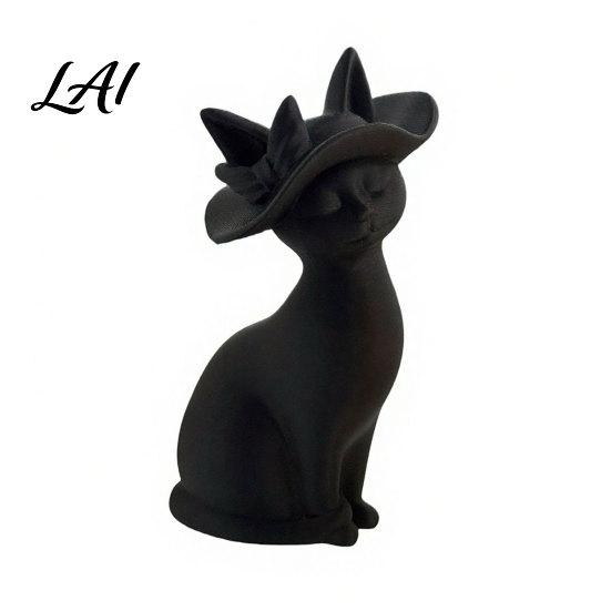 Фигурка кошки 3D-печатная фигурка Минималистичная Современная Элегантная Скульптура Декор в винтажном стиле Маленькая коллекционная статуэтка животного для полки Стола Скульптура