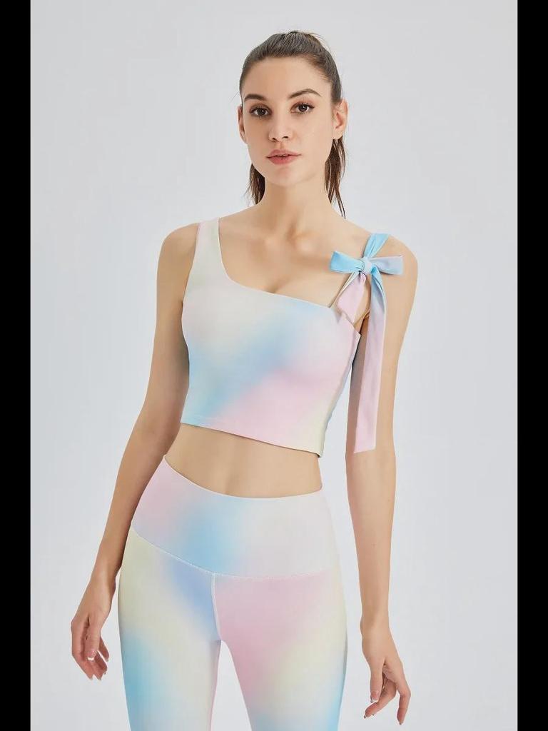 Новый стильный спортивный бюстгальтер для йоги с принтом феи: Женский топ для фитнеса и бега в стиле майки с ремешком и нагрудной накладкой