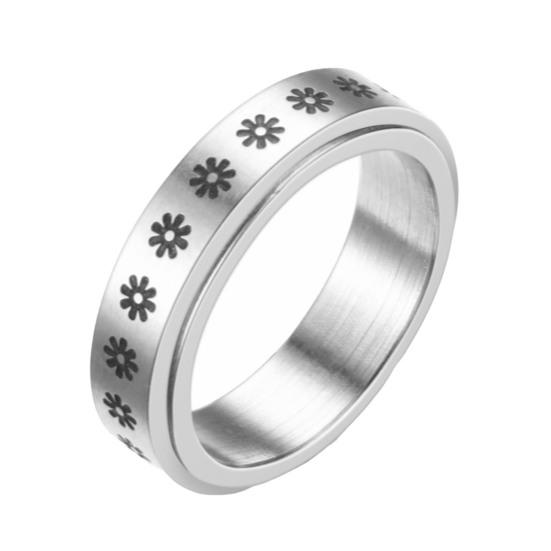 Unisex Ring Geometric Artistic Titanium Steel Rotatable Outer Finger Ring for Party