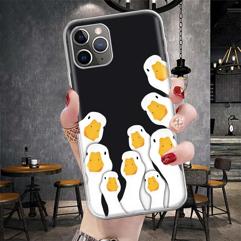 Мультяшная Утка Гусь Игра Мягкий Чехол Для Телефона Для IPhone 11 17 Air 16E 16 Pro Max 15 + 14 Plus 13 Mini 12 Apple 7 SE 8 Fundas Coque 11