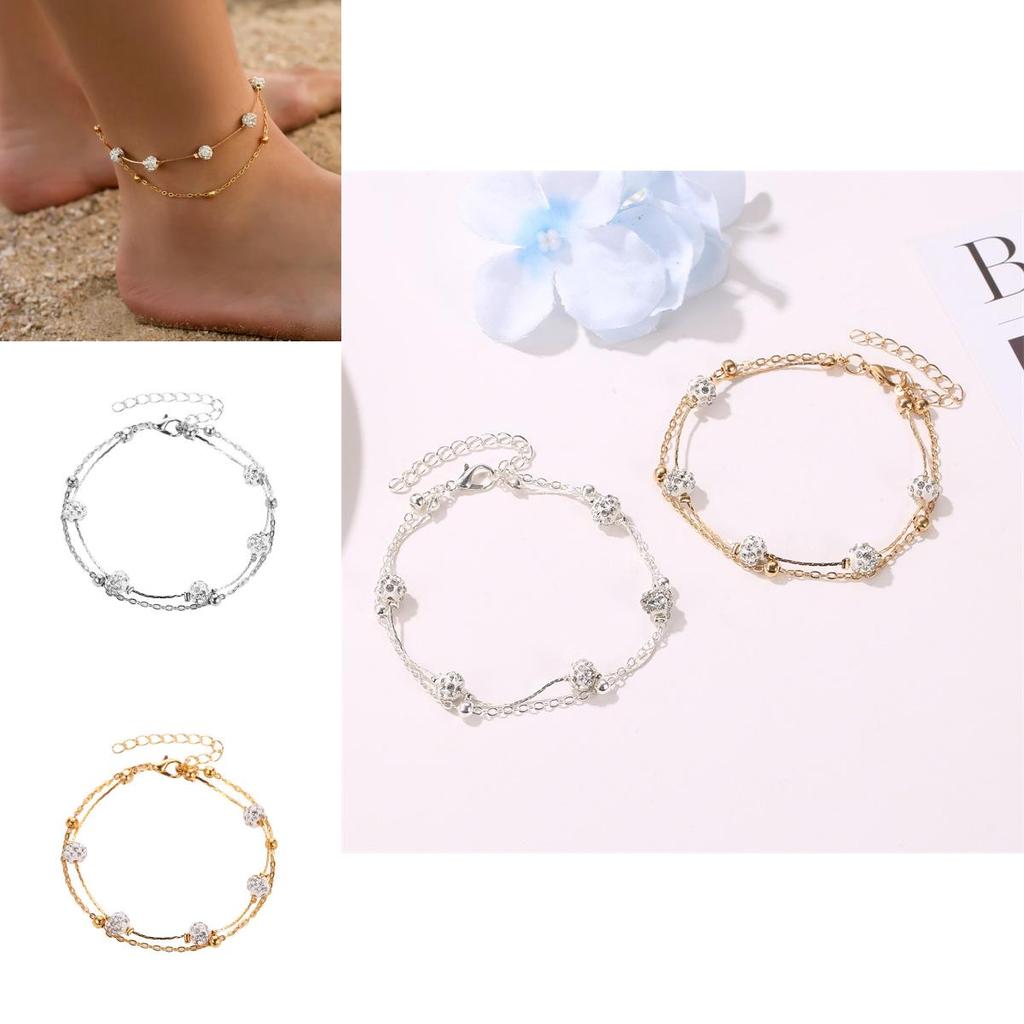 Trendy European Water Crystal Anklet With Alloy Shell Design For Vacation Gifts
