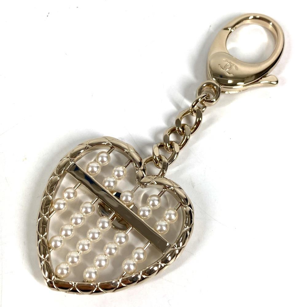 Chanel ABG045 B25A Сердце CC CC Знак Логотип Искусственный Жемчуг Стразы Брелок для Сумки