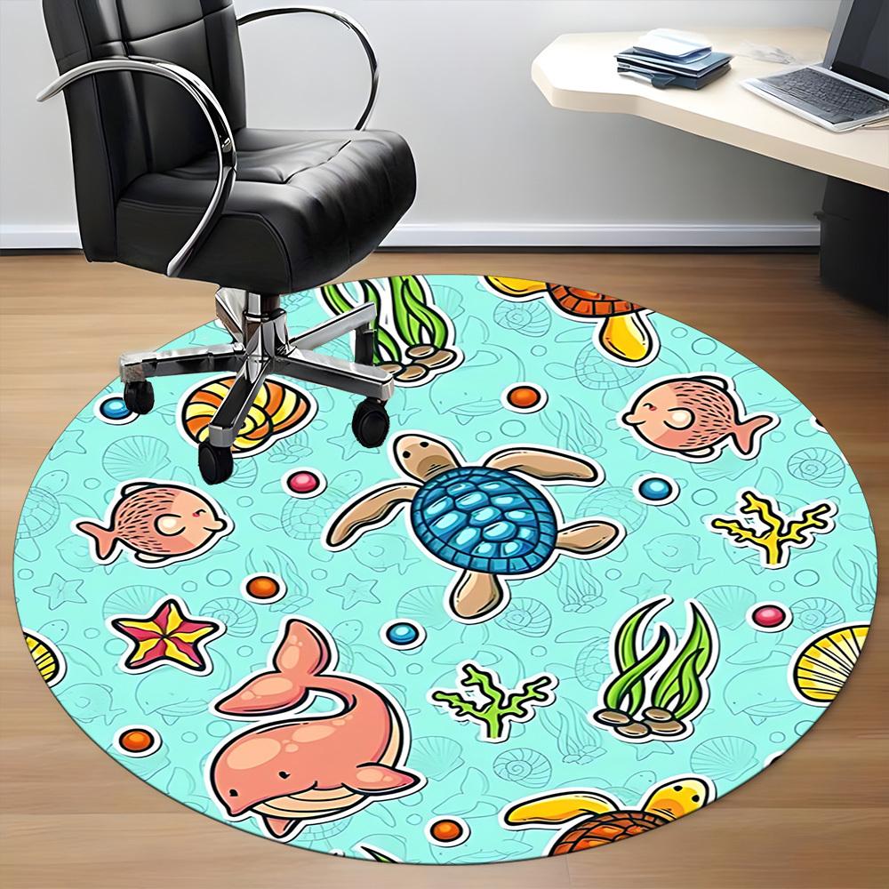 1pc Ocean Creatures Chair Carpet for Office, Non slip, Soft and Durable Office Rug