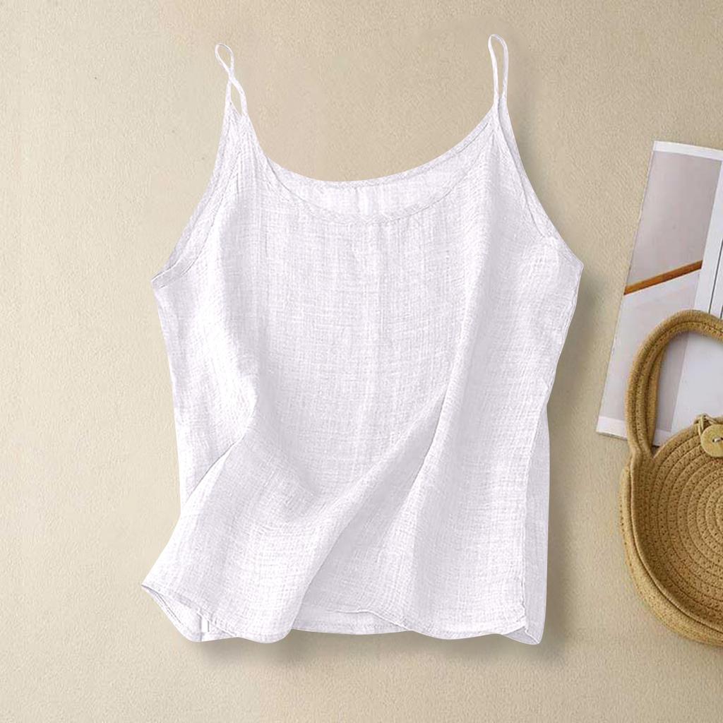 Женский топ-комбинезон без рукавов с основой из хлопка и льна