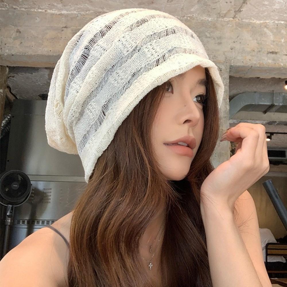 Thin Knitted Hat Hollow Design Sunscreen Cap Fashion Beanies Hat Spring Summer
