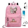 Labubu Printed Student Bag Iron Chain Trend Backpack Usb Bag