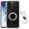 Protective Case - BOOLING - for Samsung Galaxy S21 FE - Transparent Silicone - Shockproof - Octagonal Metal Stand