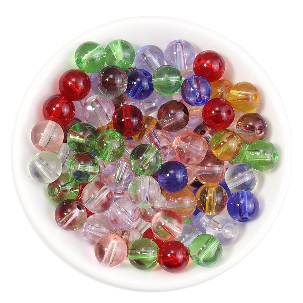 50pcs/lot 8mm Colored Transparent Glass Beads For Jewelry Making Loose Spaced Round Glass Bead DIY Jewelry Accessories Wholesale
