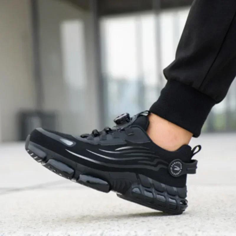 Мода 2025 Новые Мужские Рабочие Защитные Ботинки с Вращающейся Кнопкой Мужские Ботинки со Стальным Носком Дышащие Легкие Кроссовки Защитные Мужские Ботинки Tenis