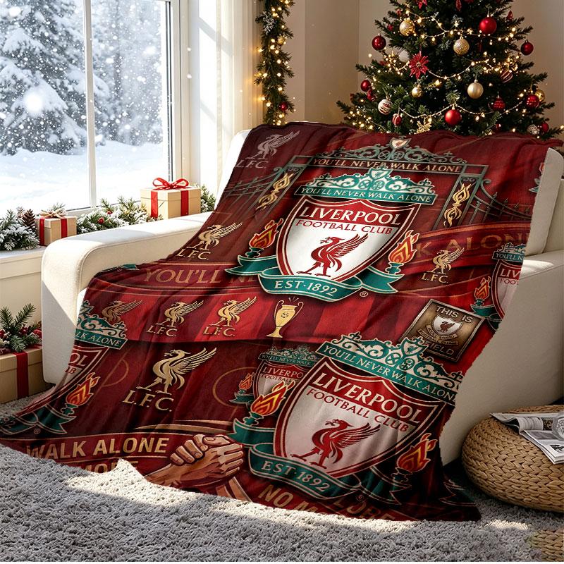 Liverpool Football Club Pattern Blanket for Home Decoration, Bed, Sofa, Car Travel, Camping, Suitable for All Seasons, Birthday Christmas Gift