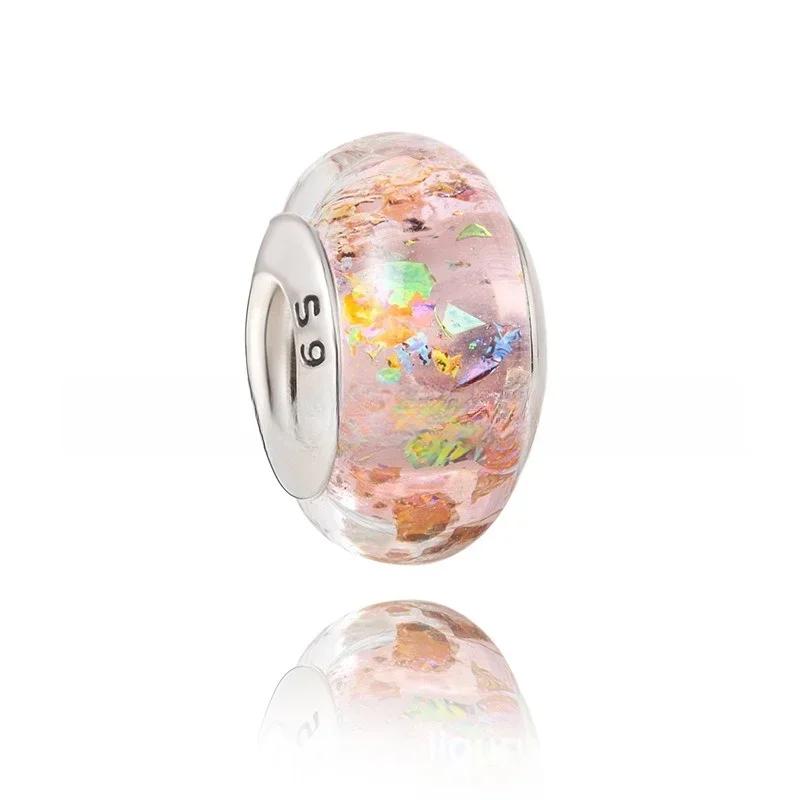 Новый Оригинальный Медный Шарм из Муранского Стекла Разноцветный Радужный Шарм Снежинки Звезды для Браслета Сделай Сам Женские Украшения