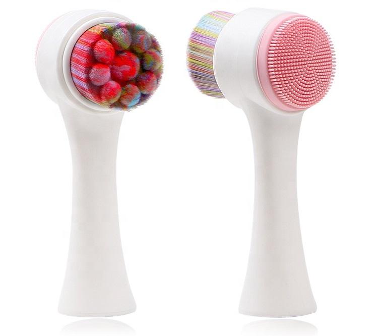 Good Quality Cheap Price Silicone Synthetic Hair Multi Colors Waterproof Manual Facial Cleansing Brush Private Label Acceptable