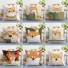 Cartoon Shiba Inu Print Decorative Pillowcase Bedroom Living Room Square Cushion Pillowcase