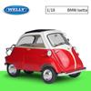 1/18 WELLY BMW Isetta Alloy Car Model Diecasts Metal Toy Vehicles Car Model High Simulation Collection Childrens Gifts