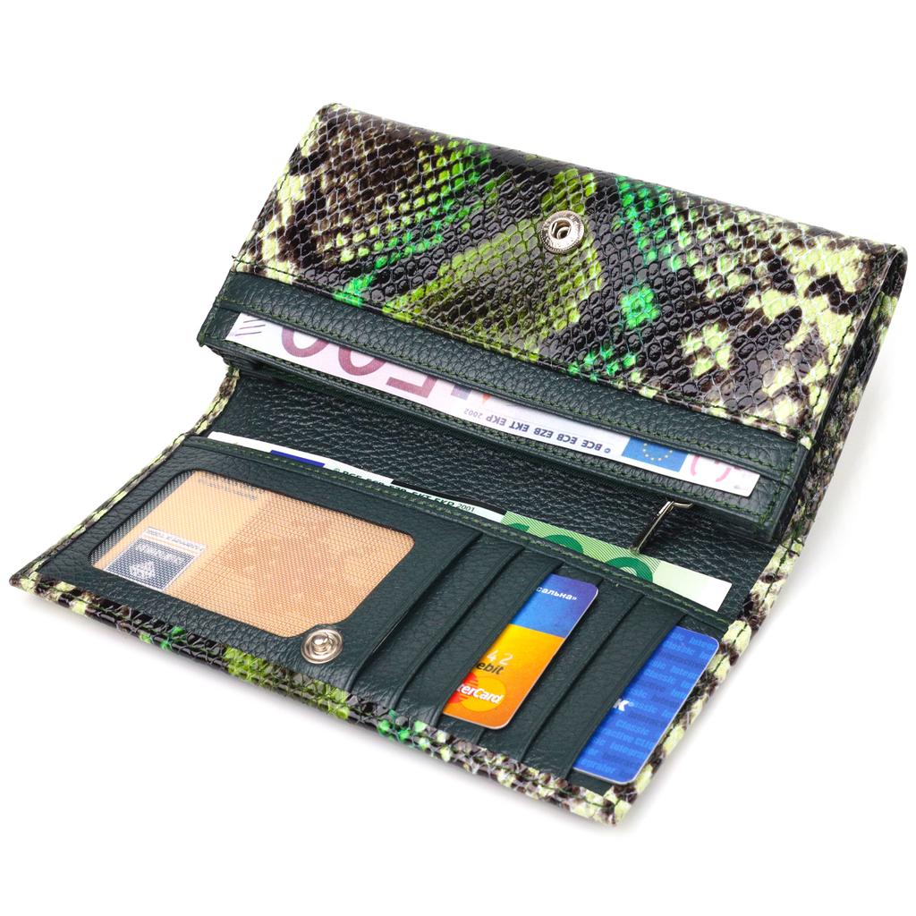 Beautiful Horizontal Women's Wallet Made of Genuine Leather with Snake Embossing CANPELLINI Wallet 21650 Multicolored
