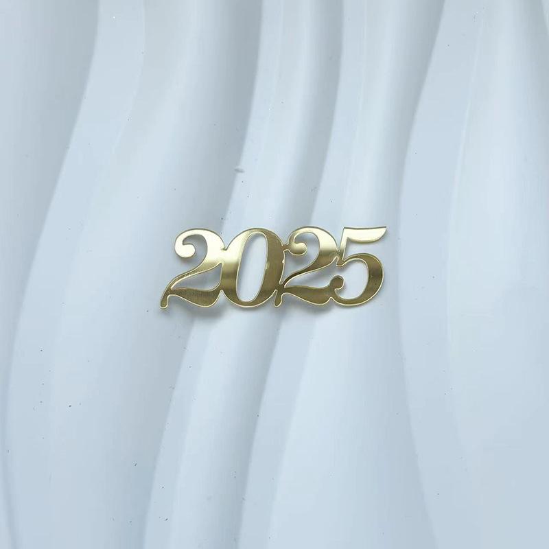 5 шт. Ручной почерк 2025 торт Топпер золотые акриловые украшения для торта Рождественский кекс Топпер для новогодней вечеринки