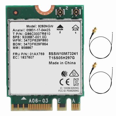 Беспроводная карта Wi-Fi Антенна Bluetooth 5.0 Двухдиапазонные принадлежности 9260NGW NGFF 1730 Мбит/с 802.11ac2