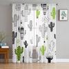 Cartoon Graffiti Green Black White Cactus Sheer Curtains for Living Room Modern Bedroom Voile Tulle Curtain Window Drapes