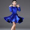Girls Velvet Latin Salsa Dance Dress Gymnastics Dancewear Ballroom Dancing Costume