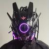 New Tubular Braid Black Cyberpunk Mask Round Light Wing LED Light-emitting Mask Cosplay Sci-fi Gear Party Music Festival