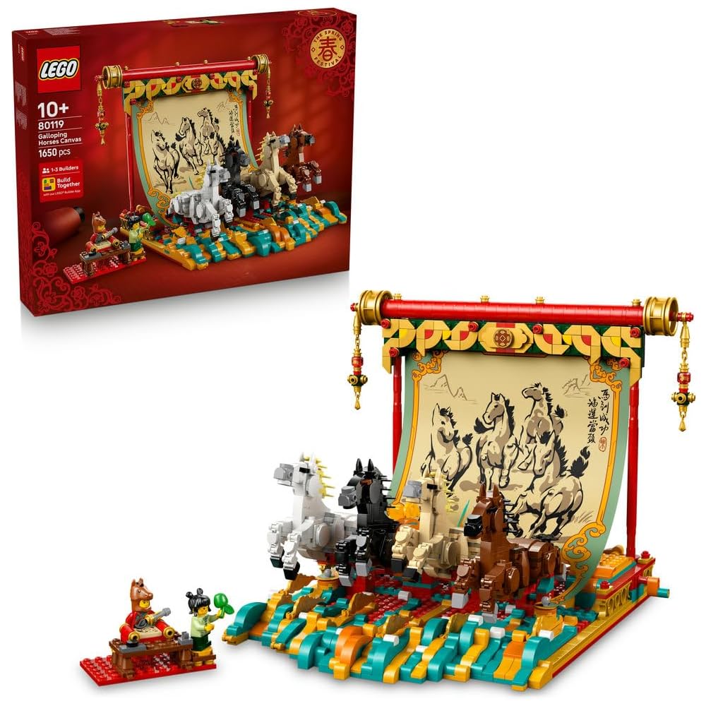 Конструктор LEGO Праздник Весны Скачущая Лошадь, Строительные Блоки для Детей 10-12 лет, Декоративный Подарок для Мальчиков и Девочек 80119