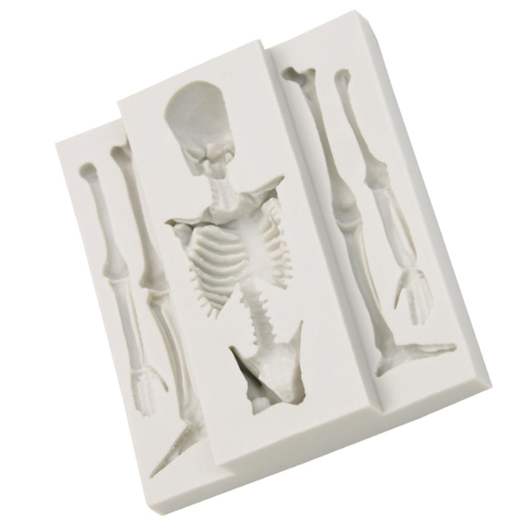 Skull Skeleton Fondant Silicone Mold Candy Cupcake Toppers Tesin Mold Skll Bone Kitchen Baking Mold DIY Cake