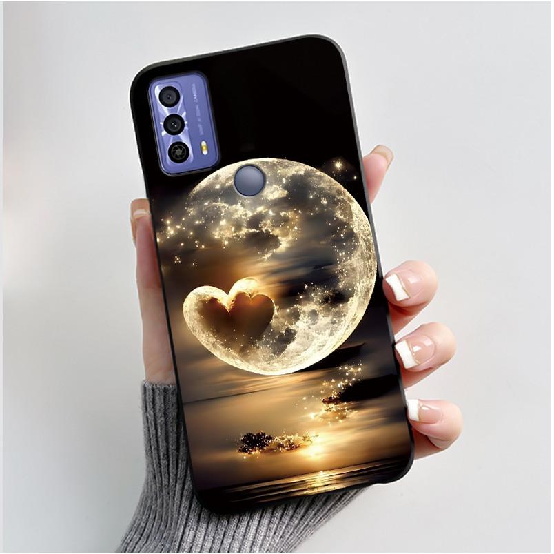 New Design Case For TCL 20B (6159K) Fashionable Black Love Pattern Shockproof Protective Cover Soft Silicone Black Case