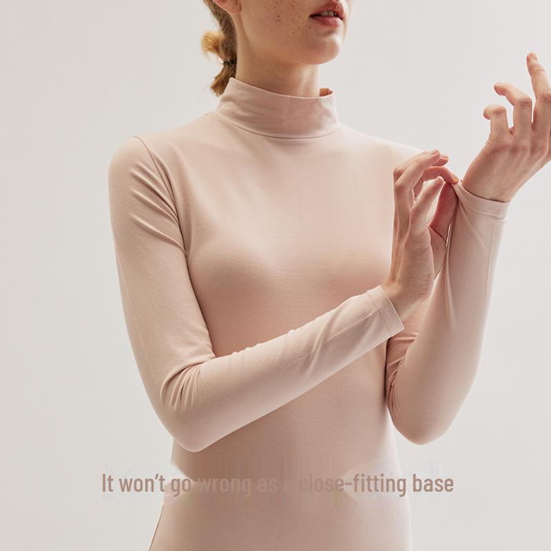 Женский облегающий хлопковый зимний теплый базовый слой со средней горловиной