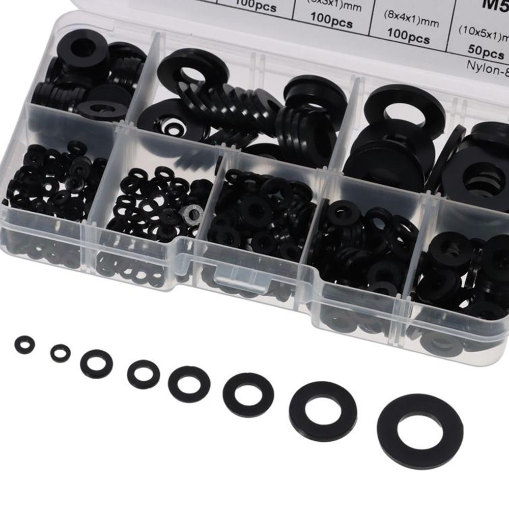 550Pcs Black Flat Washer Assortment Kit Sealing Washers for Screw Bolt Electrical Connection