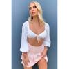 Летний женский сексуальный облегающий топ с глубоким вырезом и завязками на резинке, с открытым пупком и длинными рукавами