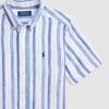 Рубашка Polo Ralph Lauren Ss24 Принт в полоску с пони Однобортная с острым воротником Короткий рукав Детские рубашки Белый CWPOWOVY6820472-100