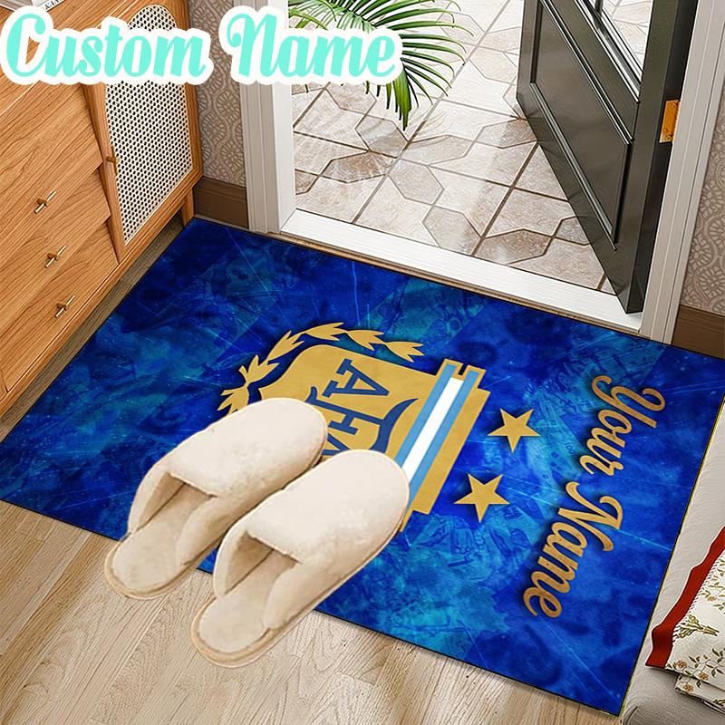 Custom Name Argentina Football Crest Rug Office Rug Chair Mat Non Slip Carpet Rugs for Bedrooms Dining Room Living Room Home Decor gifts