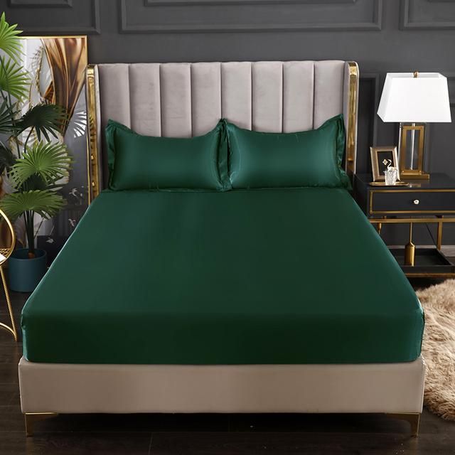 Bed Sheet Home Textile Three-piece Set Home High-end Solid Color Satin Silk Bed Sheet Mattress Cover Elastic Band Bed Sheet Bedding