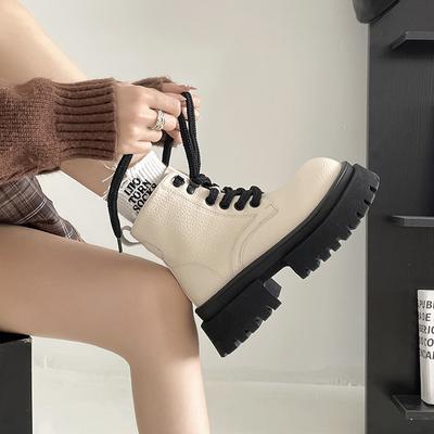 Белые ретро ботинки Мартин на толстом каблуке и толстой подошве в британском стиле женские 2025 новые весенне-осенние увеличивающие рост и стройнящие короткие ботинки